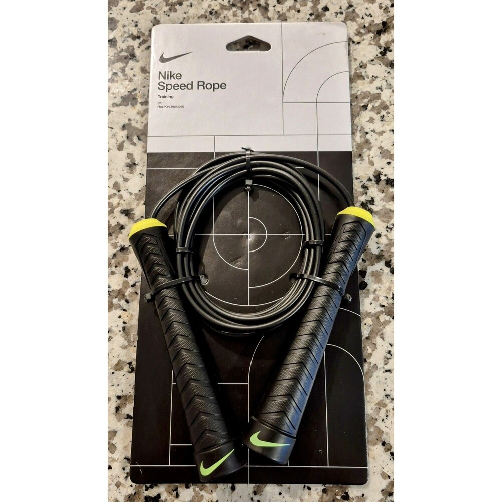 Nike Fundamental Speed Rope JumpRope Adjust 9ft Black Volt Green with Hex Key